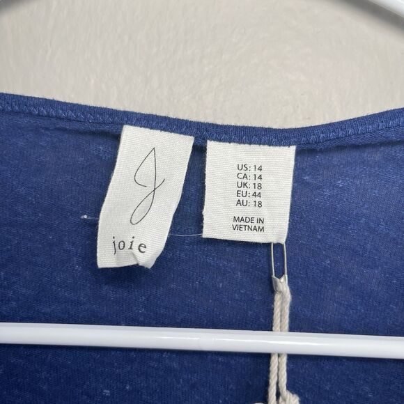 Joie Cropped Blue Linen Bolero Cardigan Long Sleeve Blouse Women 14 NWT - Picture 2 of 7